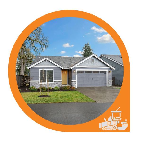 A modest home with freshly paved asphalt on the street in front of their driveway.