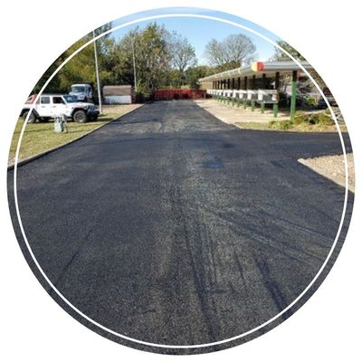 Completed chip seal road near parking area