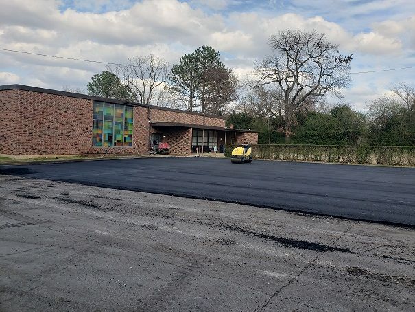 Asphalt in front of a school