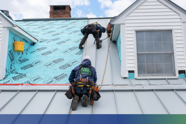 Roofers working on a roof