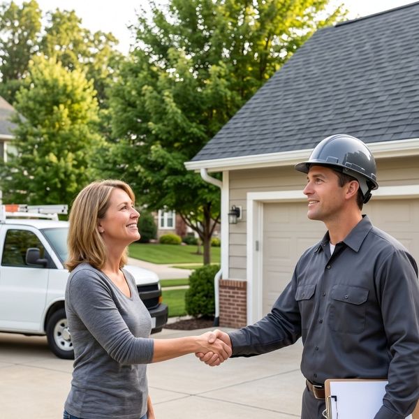 handshake with roofing contractor