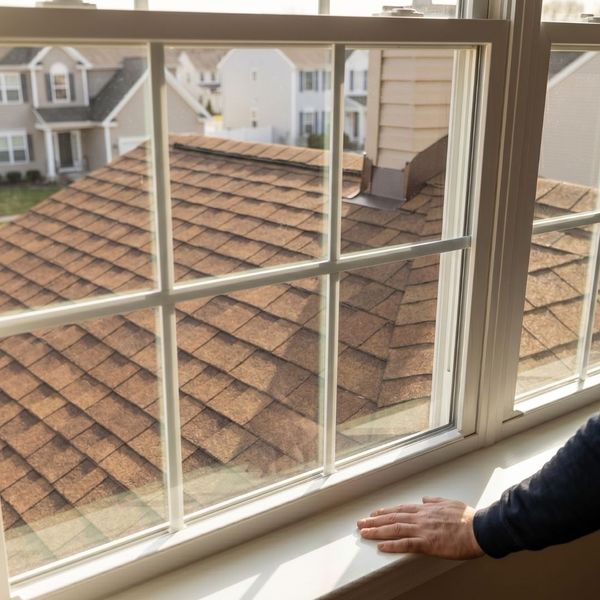 premium roof shown through a window