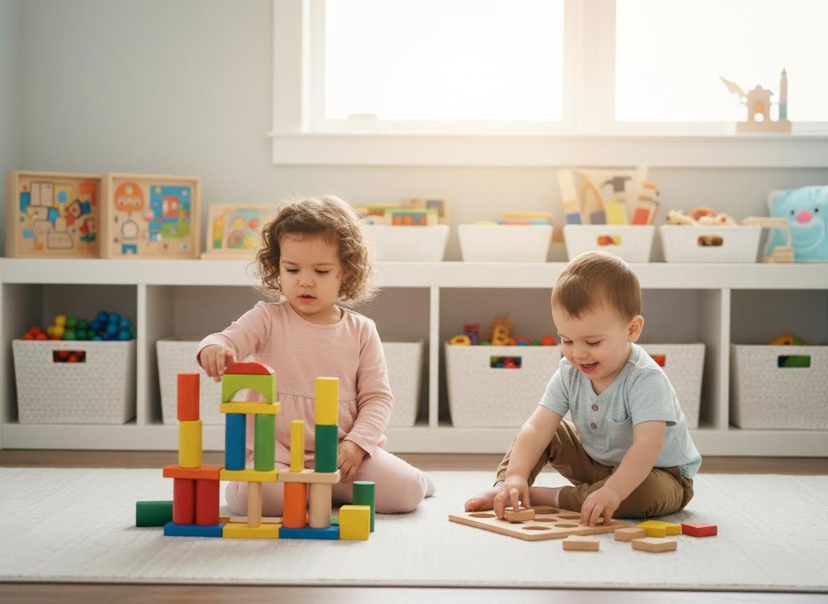 Children playing with educational toys
