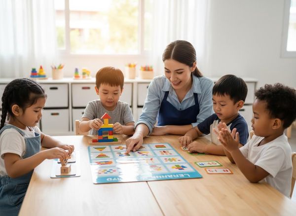 Teacher and Diverse Preschoolers Learning Together