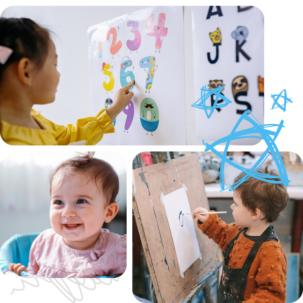 A collage of children doing activities 
