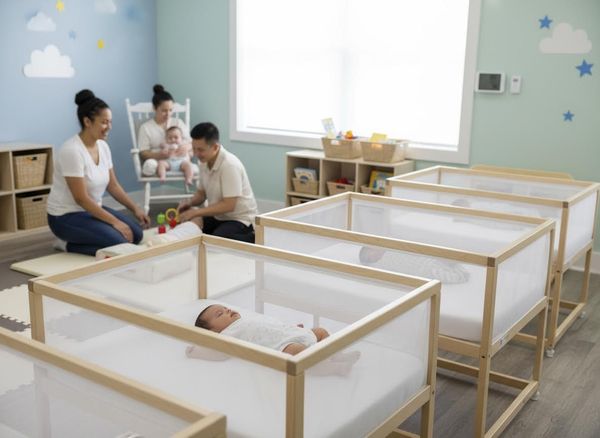 Nursery Room with Infants and Caregivers
