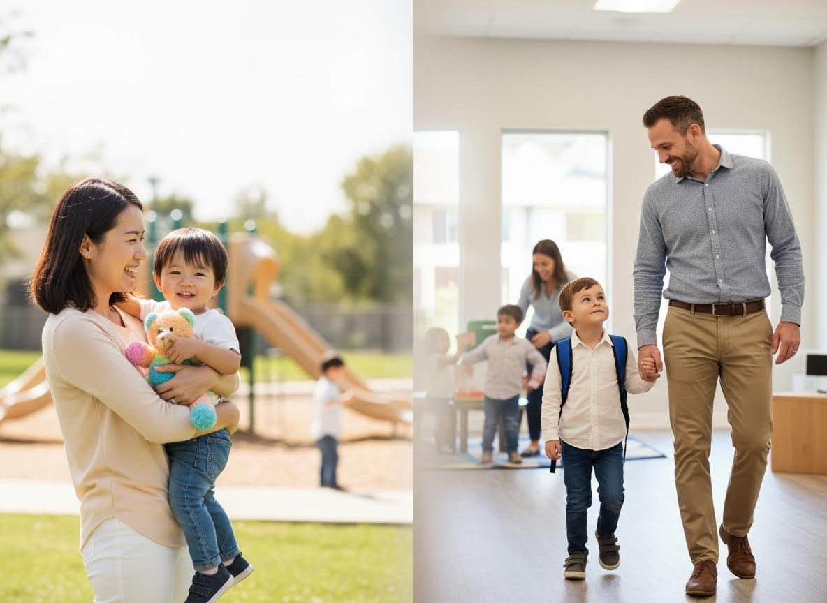 Parental Love and Care: Park Playtime and School Drop-off