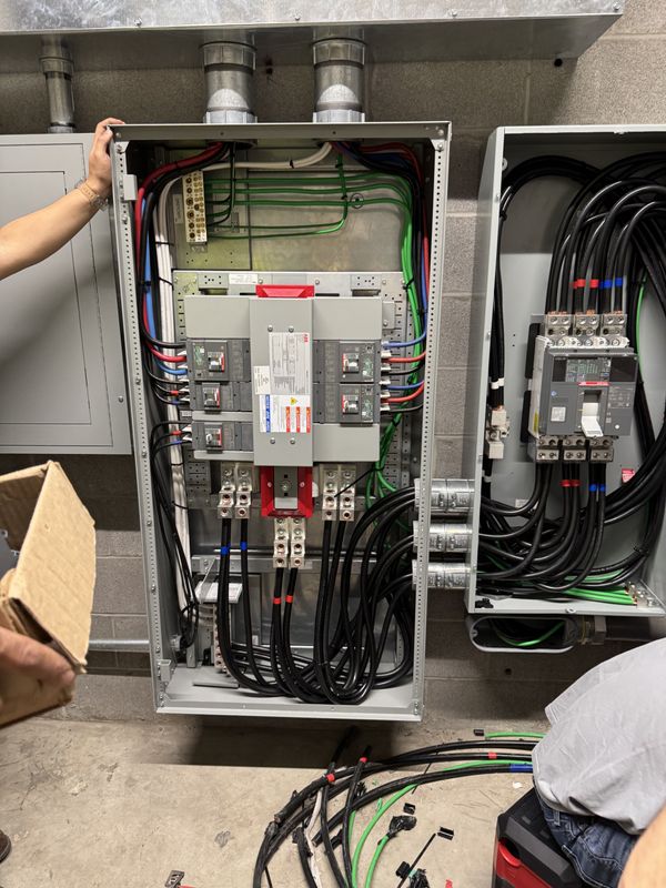 Interior of a Three-Phase Electrical Distribution Panel