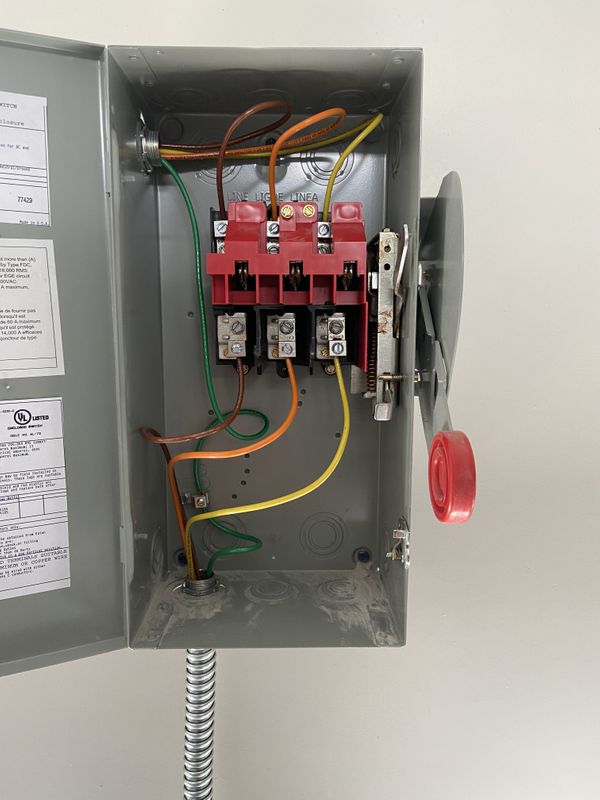 Interior of a Non-Fused 3-Pole Electrical Disconnect Switch