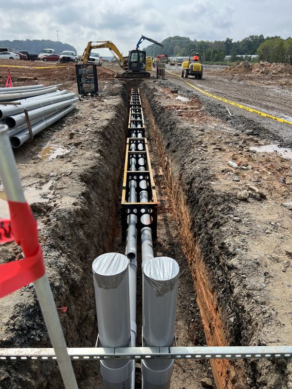 Excavation for Underground Electrical Duct Bank Installation