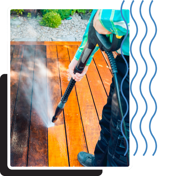 pressure washing dark deck