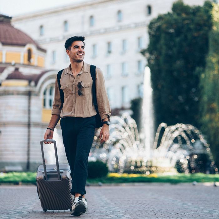 Man walking alone in city