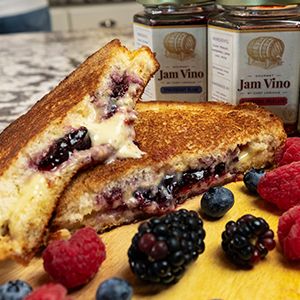 stuffed grilled french toast with berries and jam vino