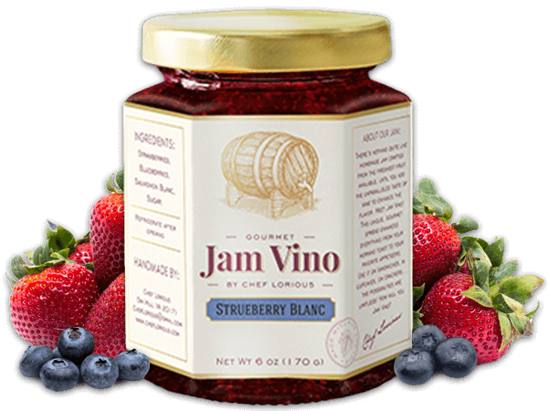 a jar of strueberry blanc jam