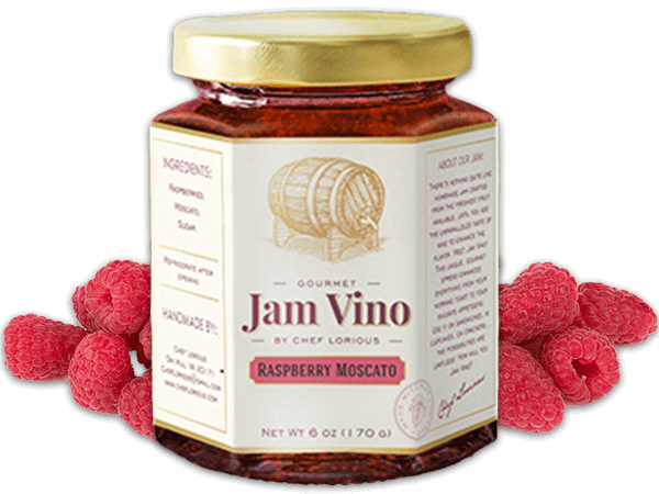 a jar of raspberry moscato jam