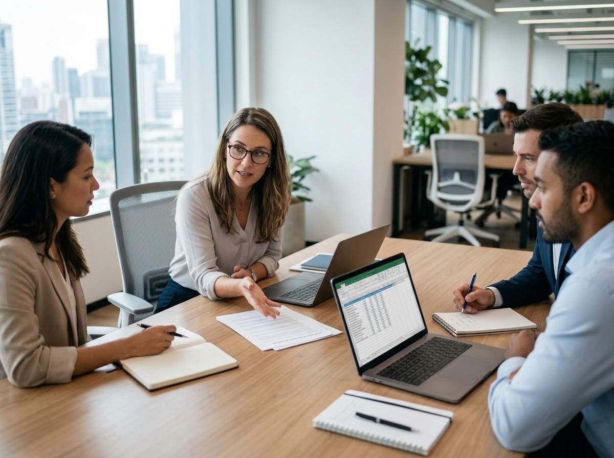 Diverse Business Professionals Meeting in a Modern Office