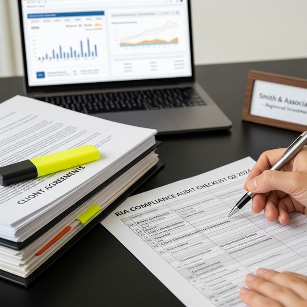 Close-up of a compliance audit being performed for a registered investment advisor.