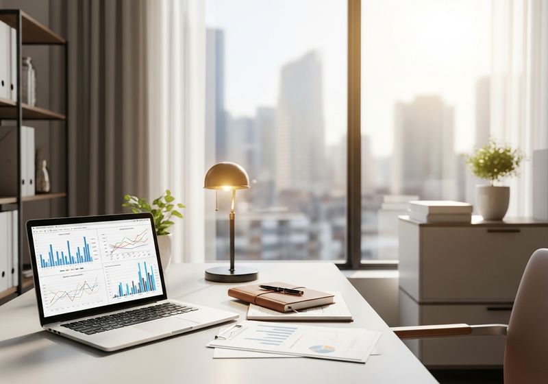 Modern professional office setting representing a registered investment advisor workspace.