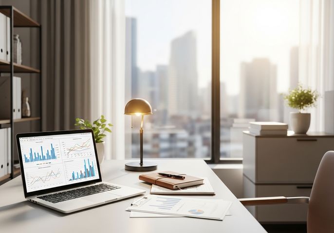 Modern professional office setting representing a registered investment advisor workspace.
