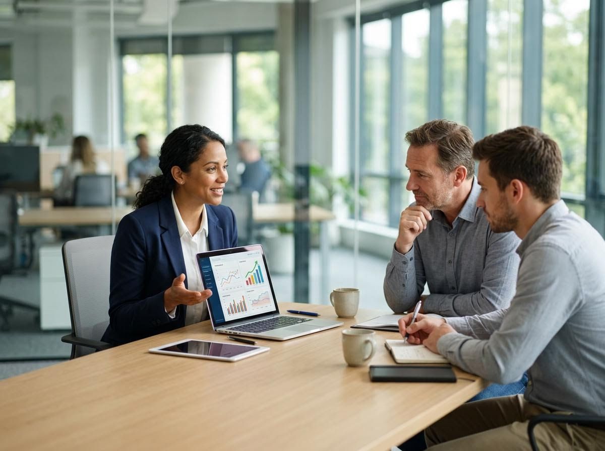Business Professionals Reviewing Data in Meeting