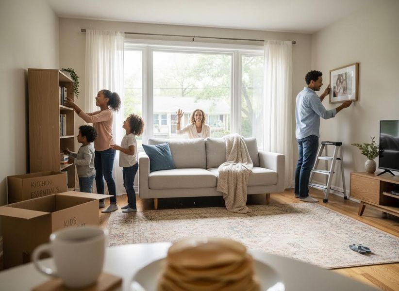 Multi-generational Family Settling into New Home