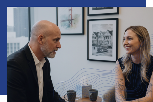 Counselor chatting his a client