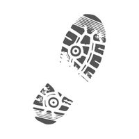 Graphic illustration of a rugged boot print, symbolizing hard work and landscaping service.