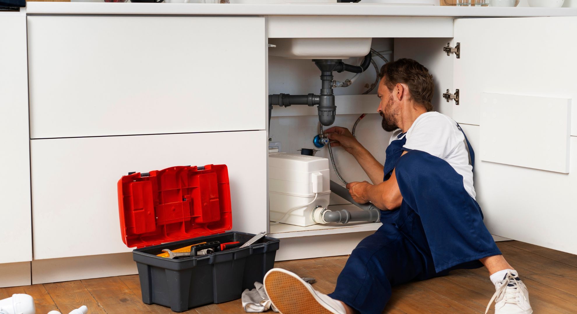 plumber fixing pipes under a sink plumber fixing pipes under a sink