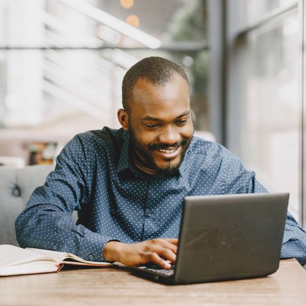 image of a man doing research