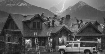 roofing contractors working on roof