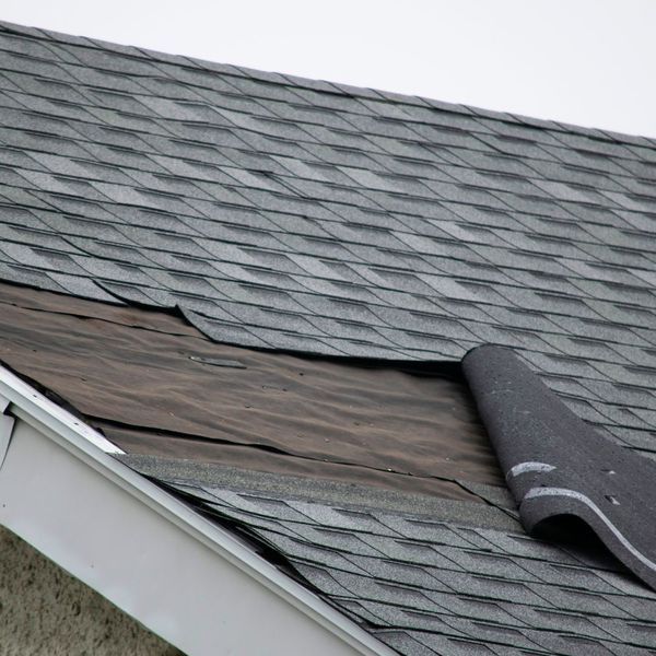 Section of shingles blown off 