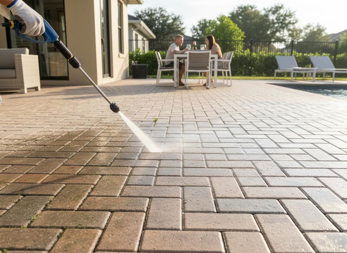 Patio Cleaning with Pressure Washer
