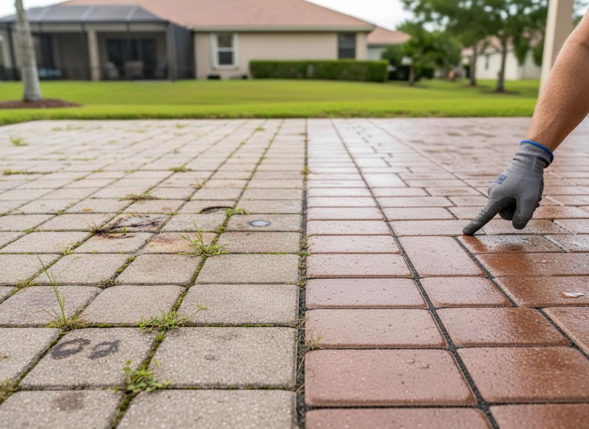 Before and After Pressure Washing Pavers
