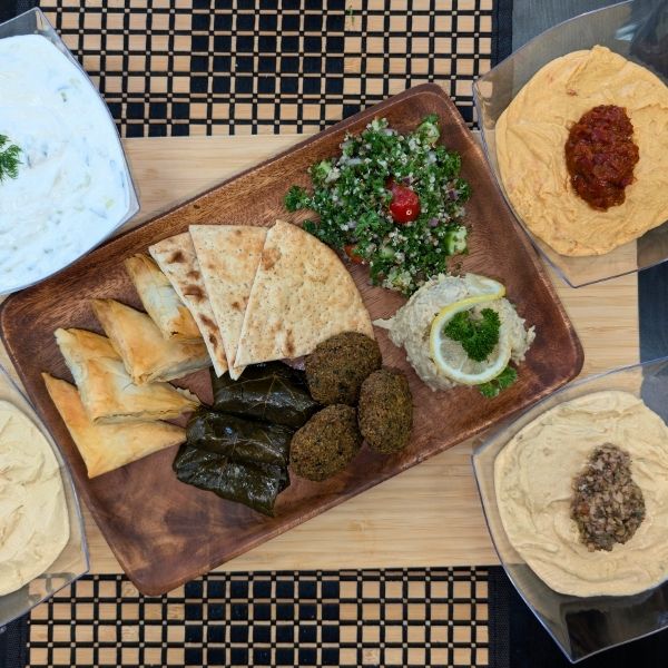 Greek food catering spread