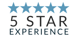 5 Star Experience icon with five blue stars