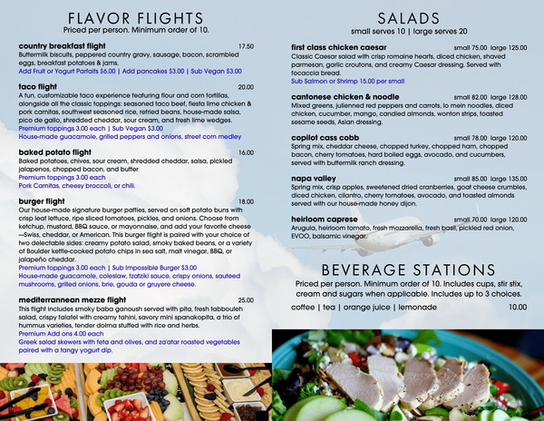 Cockpit Catering Menu page 2