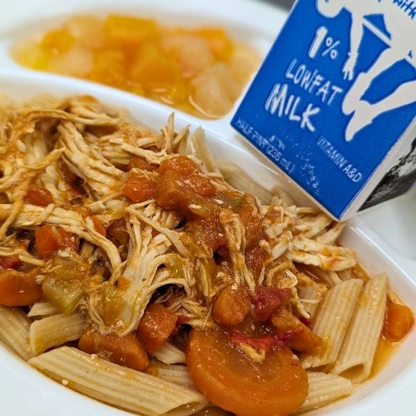 School lunch pasta plate