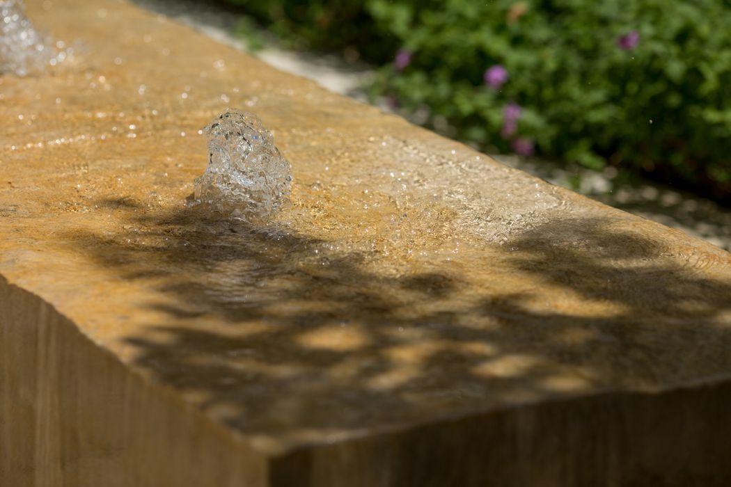 Limestone Bench Fountain – Artistic Garden Feature