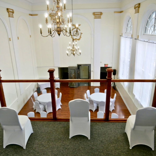 view from balcony to ballroom