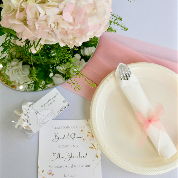 decoration details with invitation and flowers