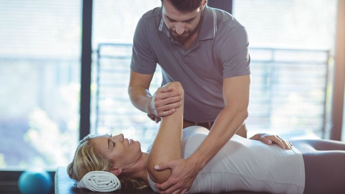Chiropractor working on a patient 