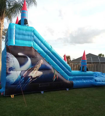 16ft tall $189 Wet/$169 Dry waterslide. Pool at end of slide. 16 ft tall $189Wet/$169 Dry waterslide. Pool at end of slide.