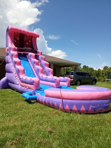 Pink and Purple Waterslide $230. Pool at the end of slide.
