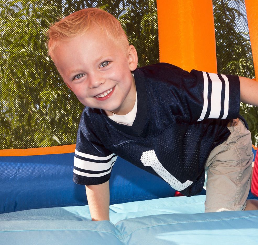 happy child in a bounce house