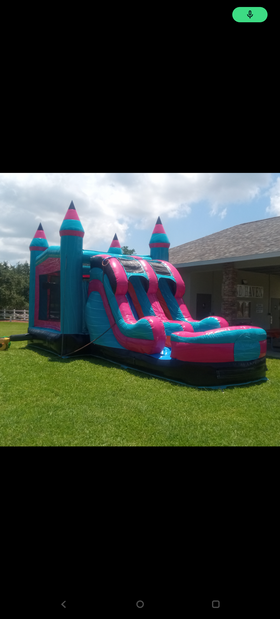 $189 Pink and blue large bounce house with double waterslide $189 Pink and blue large bounce house with double waterslide