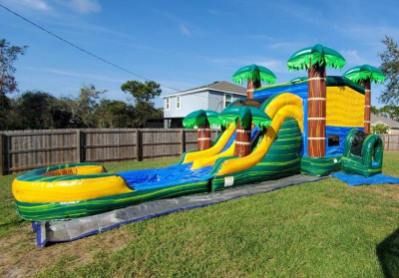 $189 Large tropical bounce house with double slide wet or dry $189 Large tropical bounce house with double slide wet or dry