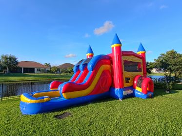 $189 large bounce house with double slide wet or dry with basketball hoop $189 large bounce house with double slide wet or dry with basketball hoop