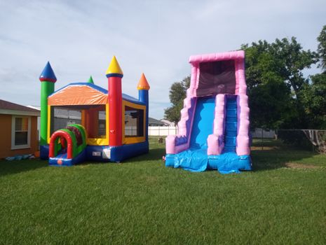 bounce house with separate 20 ft tall dry slide $219