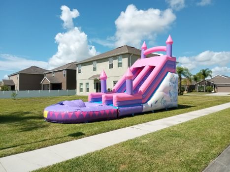 16ft tall $189 Unicorn Waterslide. Pool at the end of slide. 16 ft tall $189 Unicorn Waterslide. Pool at the end of slide.