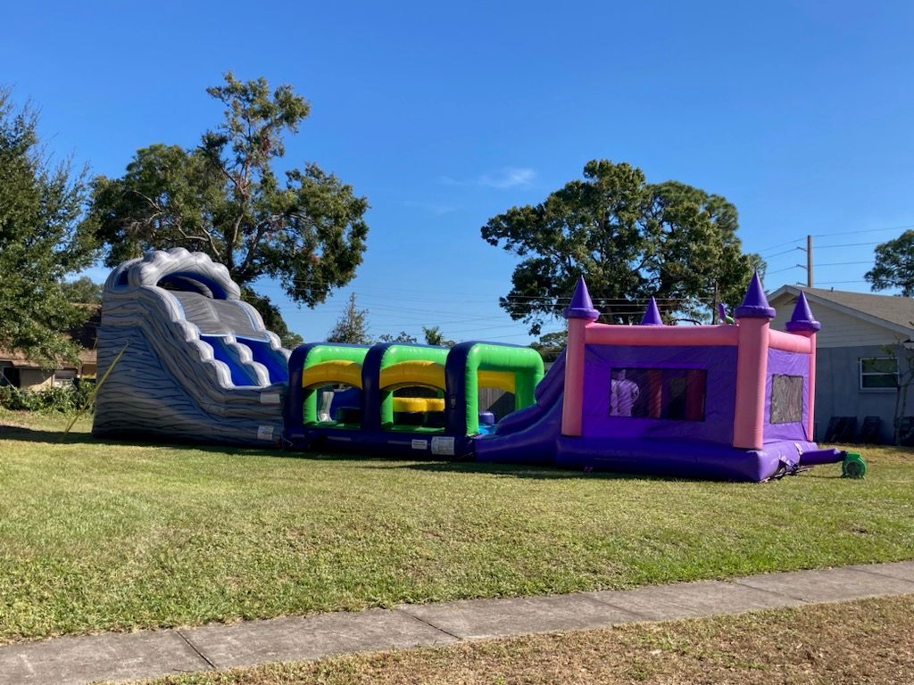 20ft tall long large slide obstacle course $329 dry (61ft long) or wet (68ft long)